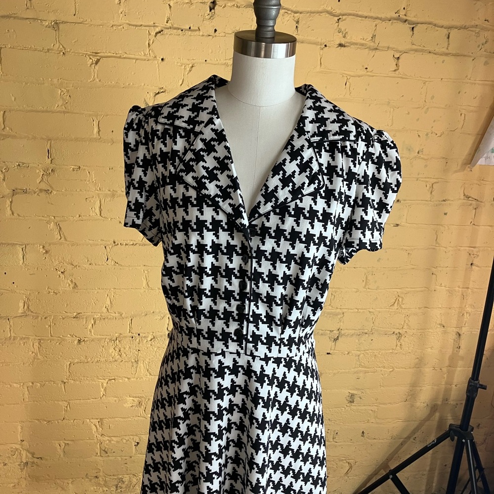 Hell Bunny Black and White Houndstooth Dress